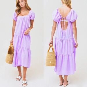 Honorine Elodie Cover Up Tiered‎ Long Dress in Lavender